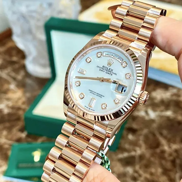 Đồng Hồ Rolex Everose Gold Day-Date 36mm 128235-0029 Màu Vàng Hồng