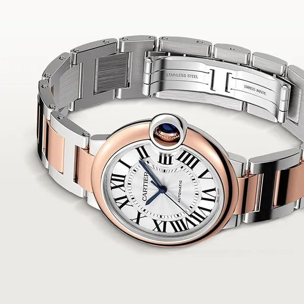 Đồng Hồ Unisex Cartier Ballon Bleu De W2BB0003 36mm Màu Demi (Vàng Hồng - Bạc)