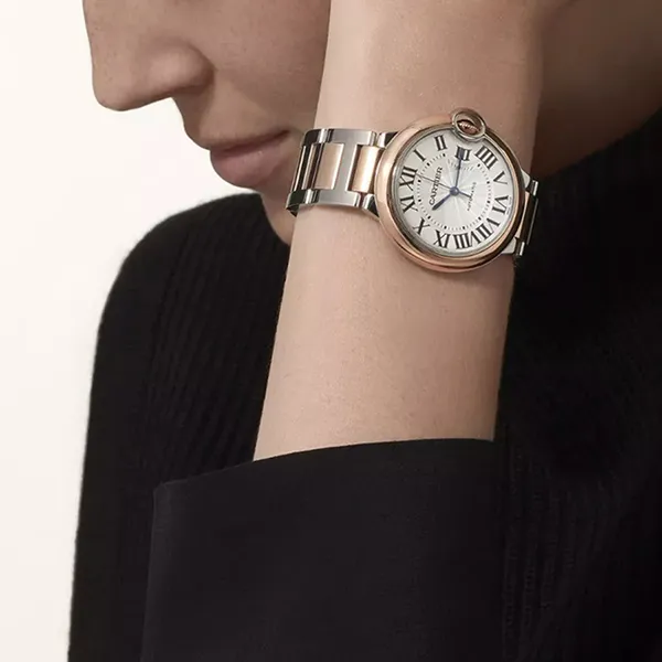 Đồng Hồ Unisex Cartier Ballon Bleu De W2BB0003 36mm Màu Demi (Vàng Hồng - Bạc)