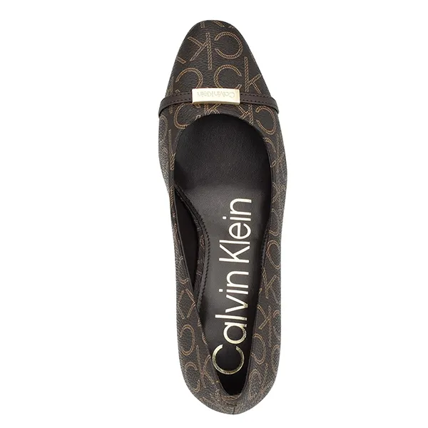 Giày Cao Gót Nữ Calvin Klein CK Women's Unesta Pump Logo Màu Nâu