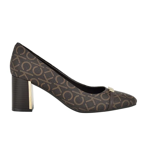 Giày Cao Gót Nữ Calvin Klein CK Women's Unesta Pump Logo Màu Nâu