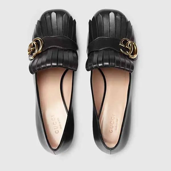Giày Cao Gót Nữ Gucci Mid Heel Pump Leather Black 408208-C9D00-1000 Màu Đen Size 35