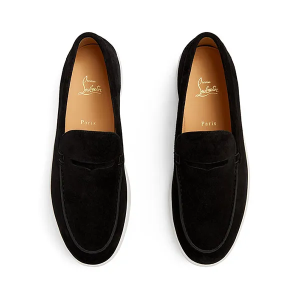 Giày Lười Nam Christian Louboutin Loafers Paqueboat Suede Màu Đen