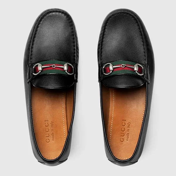 Giày Lười Nam Gucci GG Leather Loafers Moccasins Black 450892-A9L60-1098 Màu Đen Size 42.5