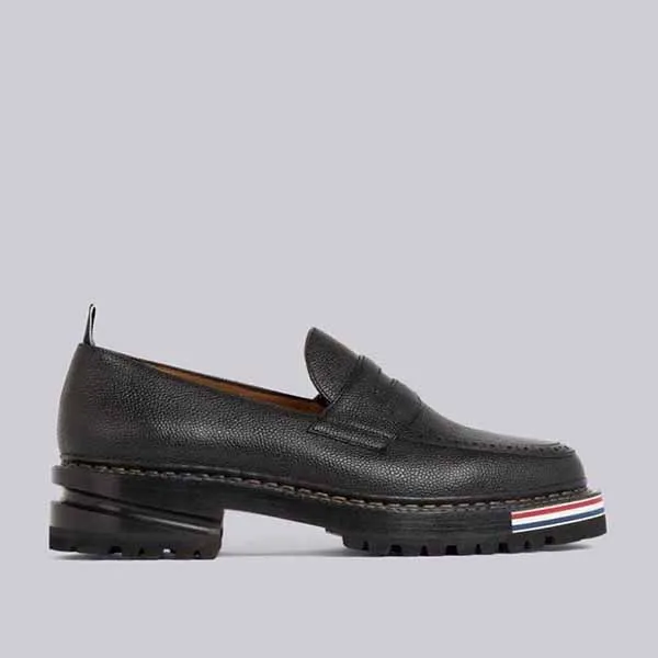 Giày Lười Nam Thom Browne Pebbled Calfskin Hiking Sole Penny Loafer MFD208A06257001 Màu Đen