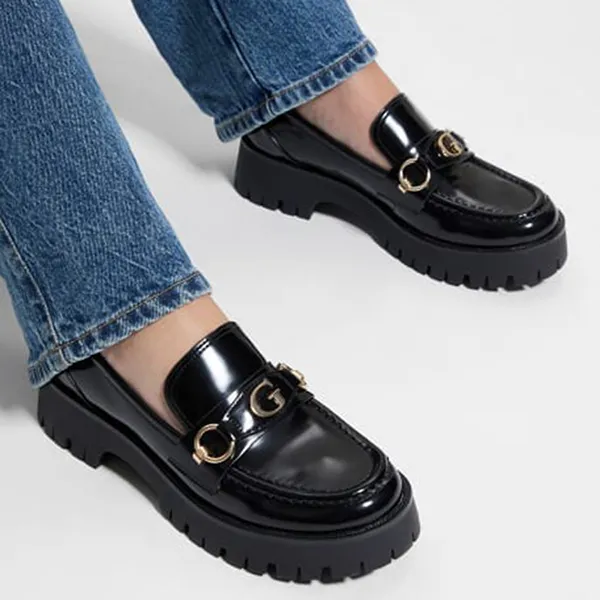 Giày Lười Nữ Guess G Logo Lug Sole Loafer Black 002 Màu Đen