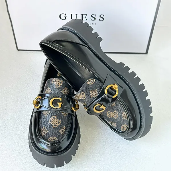 Giày Lười Nữ Guess G Logo Lug Sole Loafer Hoạ Tiết Black 001 Màu Đen Size 36