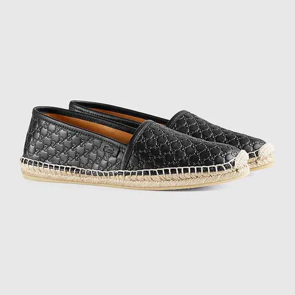 Giày Slip On Gucci GC MicroGuccissima Espadrille Màu Đen