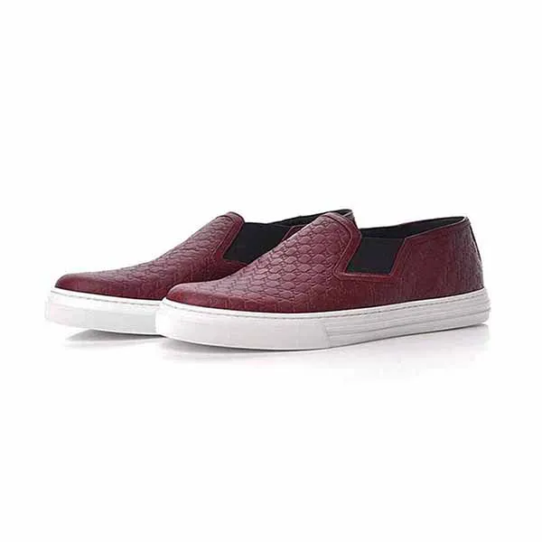 Giày Slip On Nam Gucci GC Guccissima Leather Màu Đỏ Đô - Giày - Vua Hàng Hiệu