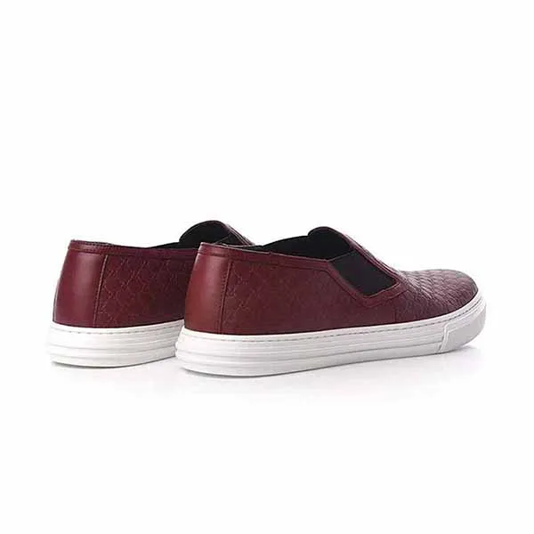 Giày Slip On Nam Gucci GC Guccissima Leather Màu Đỏ Đô - Giày - Vua Hàng Hiệu