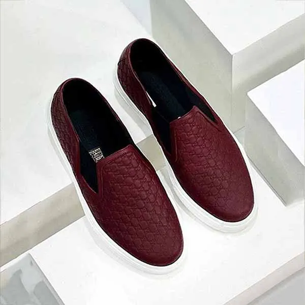 Giày Slip On Nam Gucci GC Guccissima Leather Màu Đỏ Đô - Giày - Vua Hàng Hiệu