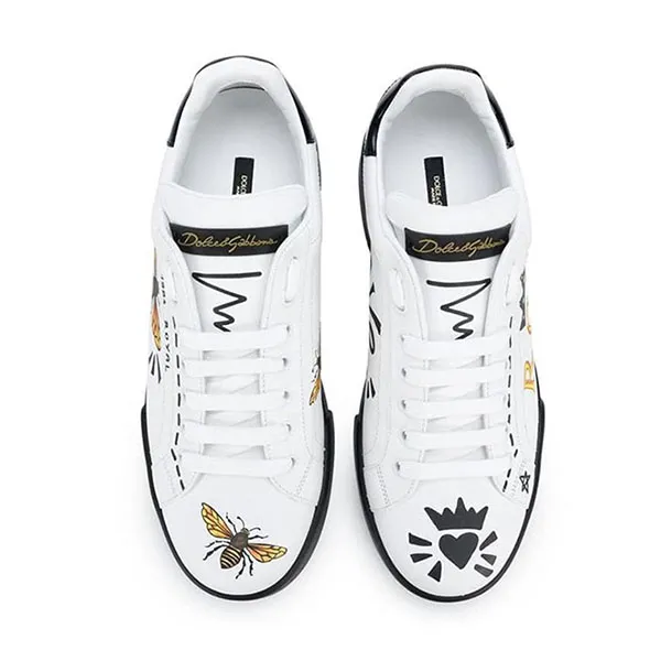 Giày Sneaker Nam Dolce & Gabbana D&G Wasp Print In White CS1558 Màu Trắng Họa Tiết Size 6 - Giày - Vua Hàng Hiệu