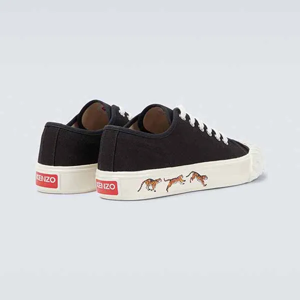 Giày Sneaker Nam Kenzo Tiger Black Canvas School Trainers Màu Đen