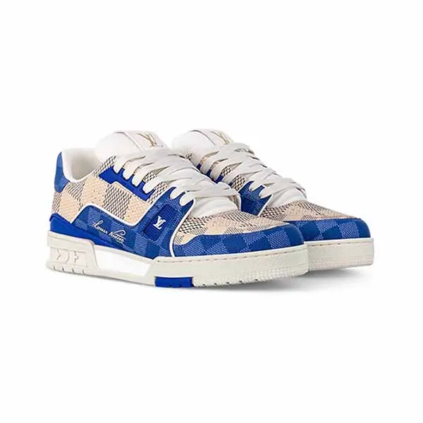 Giày Sneaker Nam Louis Vuitton LV Trainer Damier Blue Best Quality 1AC57R Màu Xanh Blue