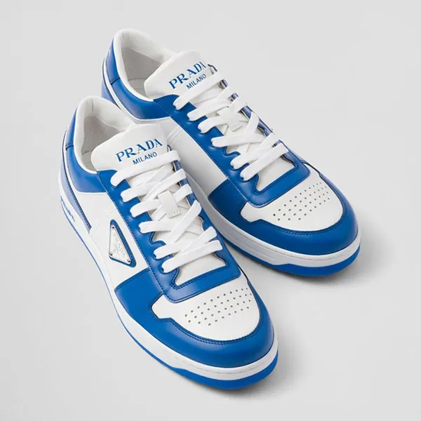Giày Sneaker Nam Prada Downtown Leather 2EE364_3LKG_F098Z Màu Xanh Trắng