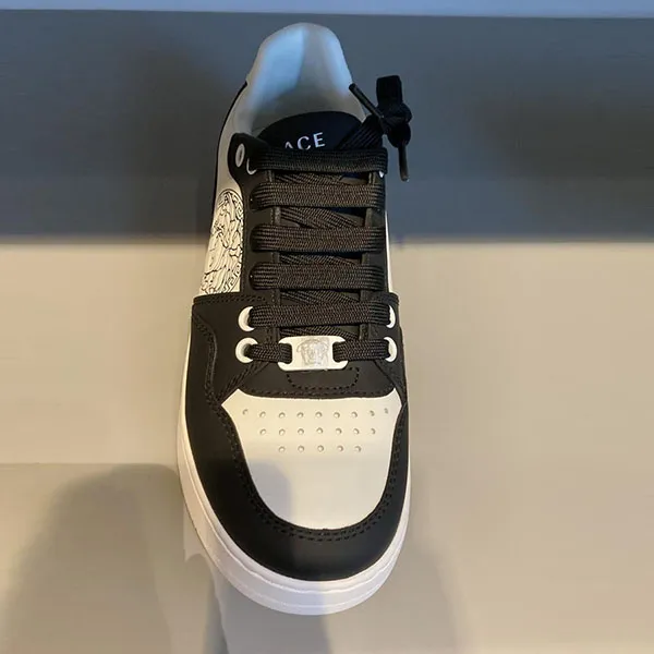 Giày Sneaker Nam Versace Lace-Up Casual Style Leather Logo Outlet Low-Top 1002779 Màu Đen Trắng Size 41 - Giày - Vua Hàng Hiệu