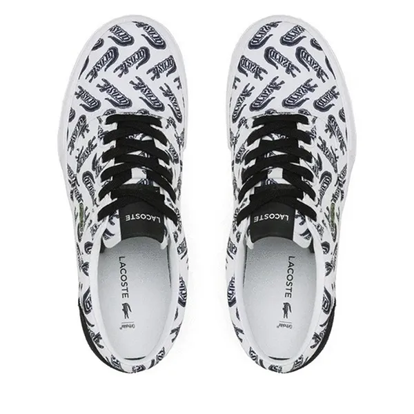 Giày Thể Thao Lacoste Jump Serve Full Logo Màu Đen Trắng