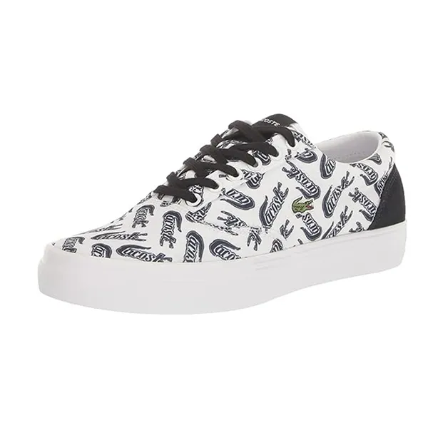 Giày Thể Thao Lacoste Jump Serve Full Logo Màu Đen Trắng