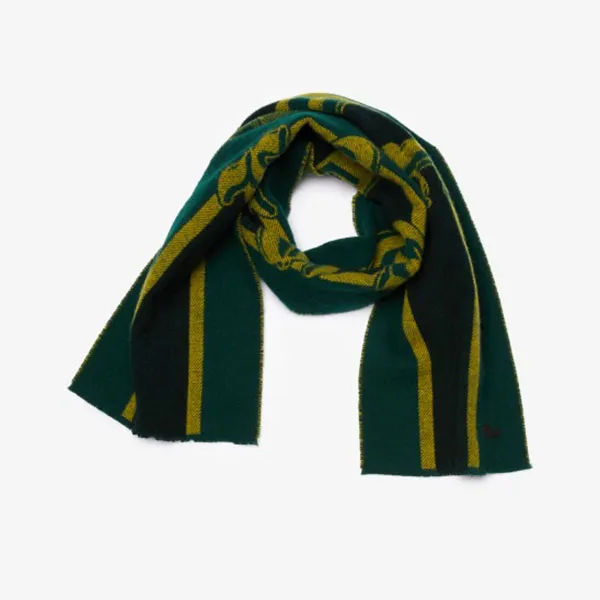 Khăn Len Unisex Lacoste Striped Wool Scarf Màu Xanh Vàng - Thời trang - Vua Hàng Hiệu