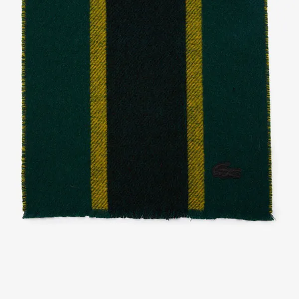 Khăn Len Unisex Lacoste Striped Wool Scarf Màu Xanh Vàng - Thời trang - Vua Hàng Hiệu