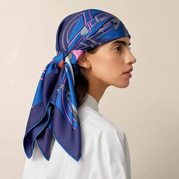 Khăn Nữ Hermes L'Instruction Du Roy Bayadere 90 Màu Xanh Blue - Thời trang - Vua Hàng Hiệu