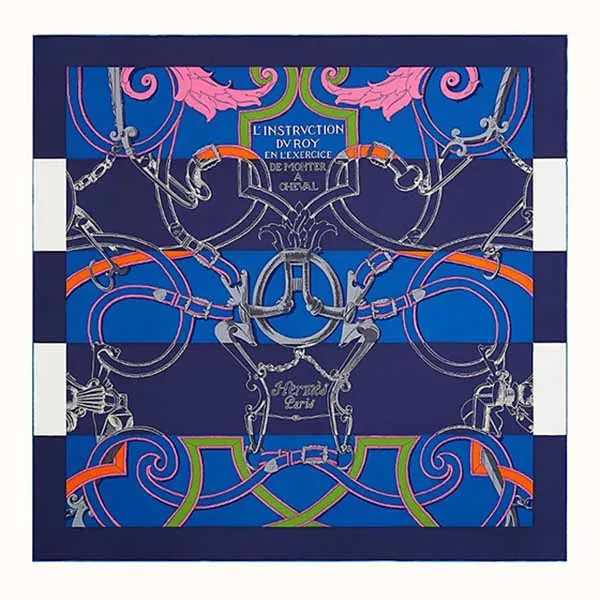 Khăn Nữ Hermes L'Instruction Du Roy Bayadere 90 Màu Xanh Blue - Thời trang - Vua Hàng Hiệu
