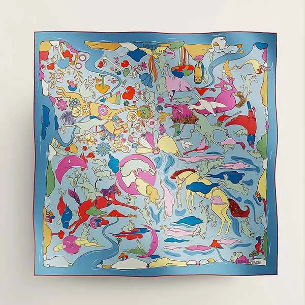 Khăn Nữ Hermès Mille Et Un Lapins Scarf 90 Màu Xanh Dương - Thời trang - Vua Hàng Hiệu