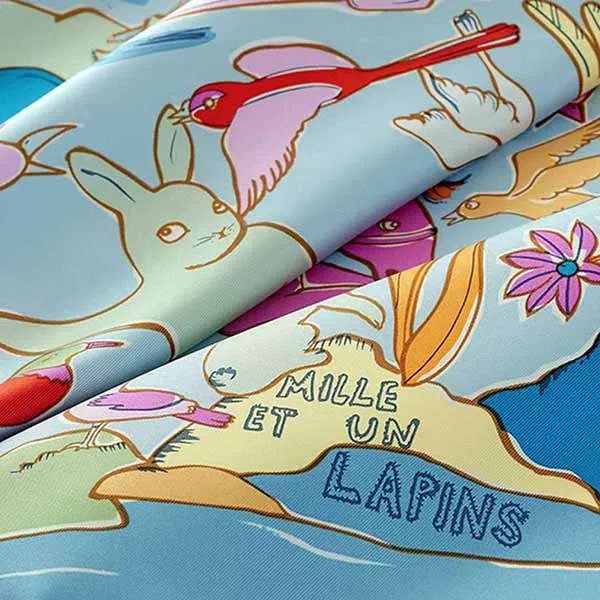 Khăn Nữ Hermès Mille Et Un Lapins Scarf 90 Màu Xanh Dương - Thời trang - Vua Hàng Hiệu