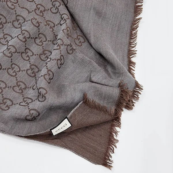 Khăn Quàng Cổ Gucci Brown GG Wool Scarf Màu Xám/Nâu - Thời trang - Vua Hàng Hiệu