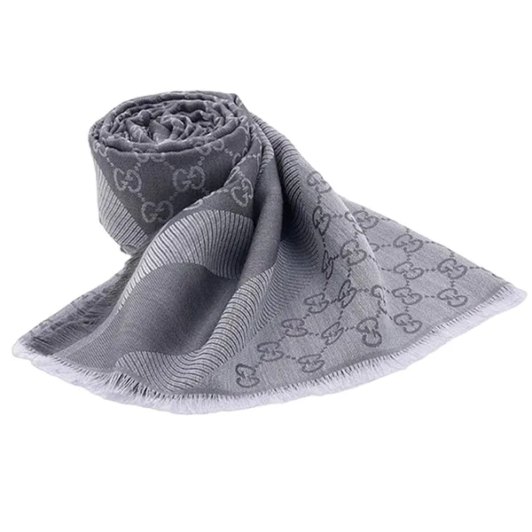 Khăn Quàng Cổ Gucci Wool Silk GG Jacquard Print Scarf 281942 3G704 1962 Màu Ghi Xám - Thời trang - Vua Hàng Hiệu