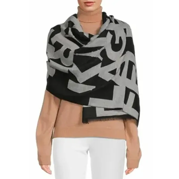 Khăn Quàng Cổ Nữ Karl Lagerfeld Women's Logo Scarf Màu Đen Xám