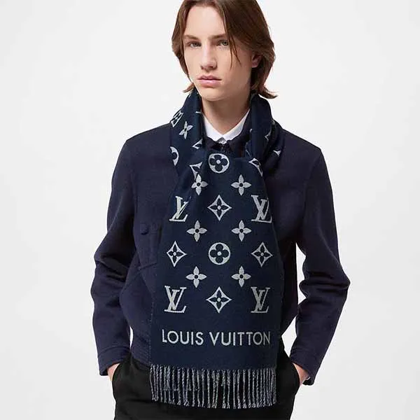 Khăn Quàng Cổ Louis Vuitton LV All About MNG Scarf M79130 Màu Xanh Navy - Thời trang - Vua Hàng Hiệu