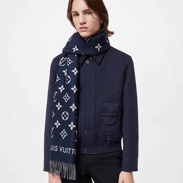 Khăn Quàng Cổ Louis Vuitton LV All About MNG Scarf M79130 Màu Xanh Navy - Thời trang - Vua Hàng Hiệu