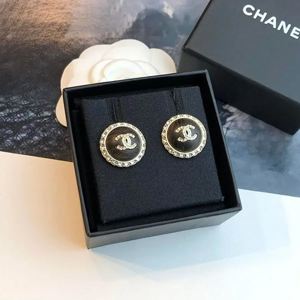 Khuyên Tai Nữ Chanel Gold Plated CC Round Stud Earring Màu Vàng - Trang sức - Vua Hàng Hiệu