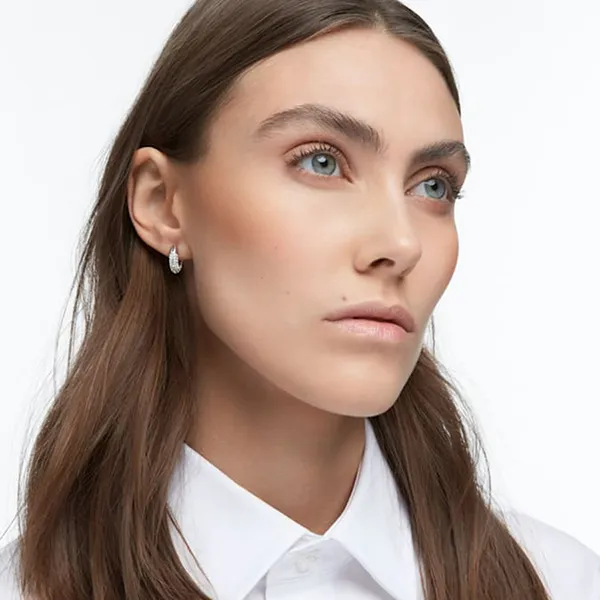 Khuyên Tai Nữ Swarovski Dextera Hoop Earrings Small, White, Rhodium Plated 5689680 Màu Trắng - Trang sức - Vua Hàng Hiệu