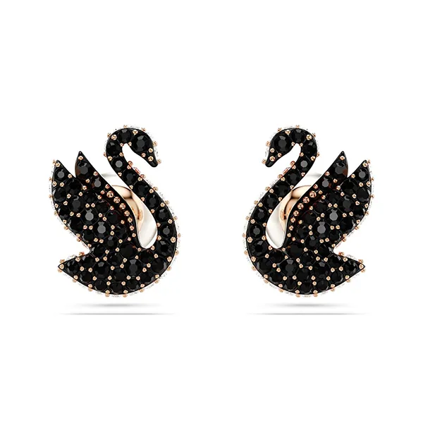 Khuyên Tai Nữ Swarovski Iconic Swan Stud Earrings Swan, Black, Rose Gold-Tone Plated 5684608 Màu Đen - Trang sức - Vua Hàng Hiệu