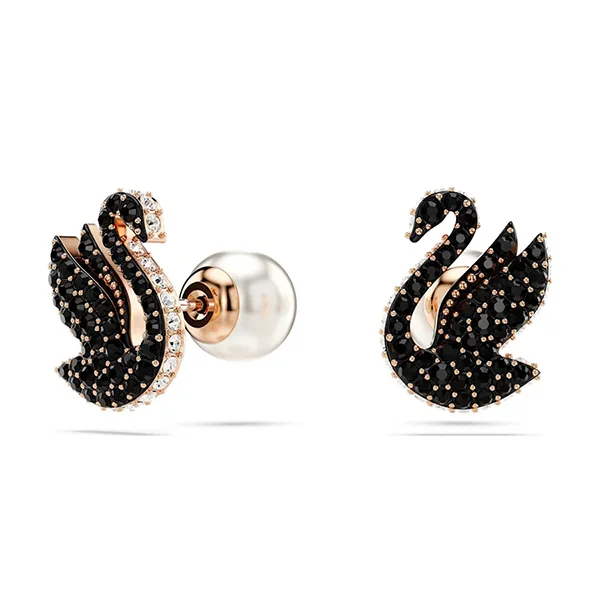 Khuyên Tai Nữ Swarovski Iconic Swan Stud Earrings Swan, Black, Rose Gold-Tone Plated 5684608 Màu Đen - Trang sức - Vua Hàng Hiệu