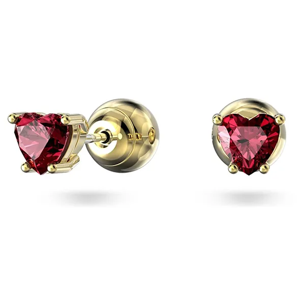 Khuyên Tai Nữ Swarovski Stilla Stud Earrings Heart, Red, Gold-Tone Plated 5639133 Màu Đỏ