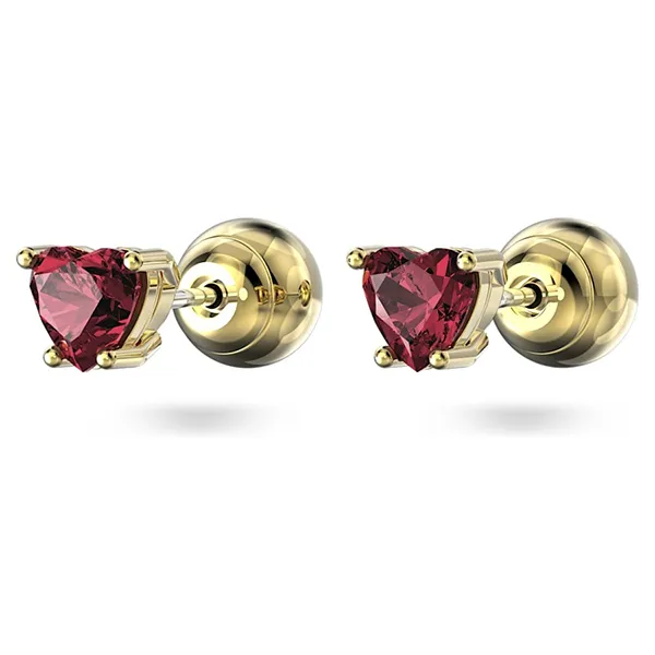 Khuyên Tai Nữ Swarovski Stilla Stud Earrings Heart, Red, Gold-Tone Plated 5639133 Màu Đỏ