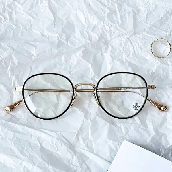 Kính Mắt Cận Chrome Hearts Bone Prone IV MBKGP Màu Đen Vàng Hồng - Kính mắt - Vua Hàng Hiệu