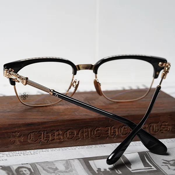 Kính Mắt Cận Chrome Hearts Bonennoisseur II BKGP Màu Đen Vàng