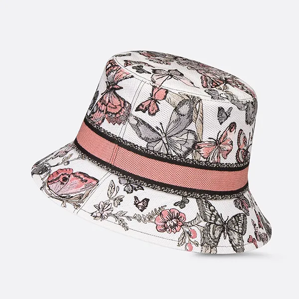 Mũ Tròn Nữ Dior D-Bobby Toile De Jouy Mexico Small Brim Bucket Hat 41DTM923X130_C400 Màu Hồng Trắng