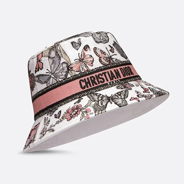 Mũ Tròn Nữ Dior D-Bobby Toile De Jouy Mexico Small Brim Bucket Hat 41DTM923X130_C400 Màu Hồng Trắng