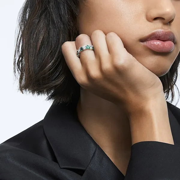 Nhẫn Nữ Swarovski Ortyx Cocktail Ring Triangle Cut, Green, Rhodium Plated 5610734 Màu Xanh Green Size 50