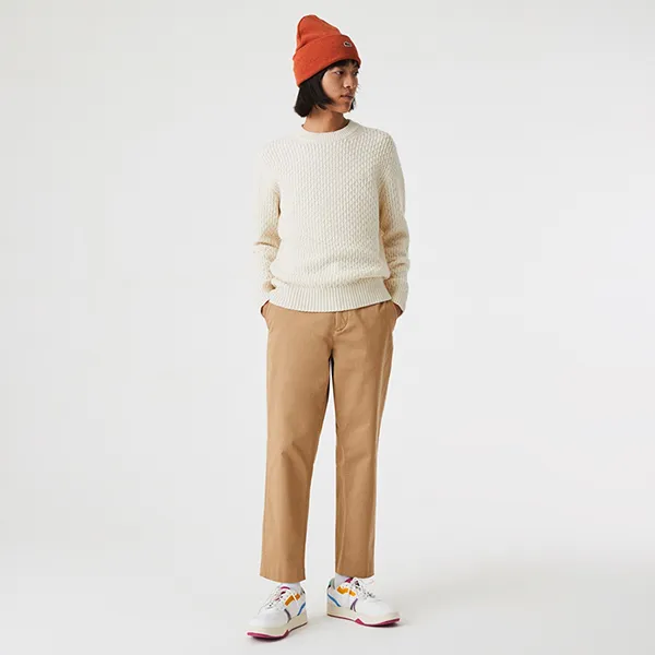 Quần Dài Nam Lacoste Custom Tapered Fit HH8945L 02S Màu Be Size 38