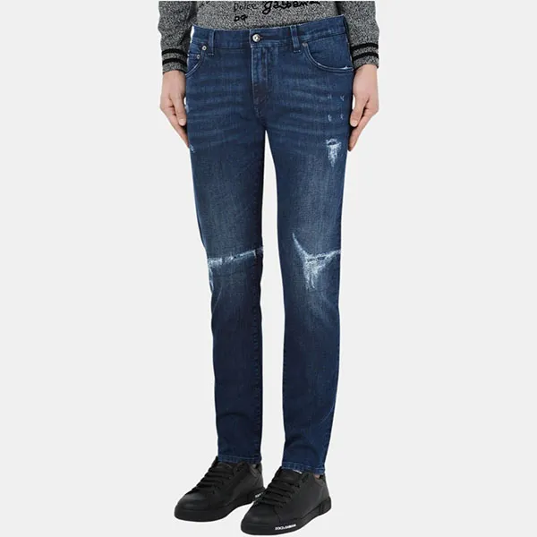 Quần Jean Nam Dolce & Gabbana D&G Wash Rách Dáng Slim GY07CDG8CR5 Màu Xanh Đậm Size 44 - Thời trang - Vua Hàng Hiệu