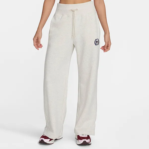 Quần Nỉ Ống Rộng Nữ Nike Women's High-Waisted Wide-Leg Fleece Pants FZ4733-141 Màu Xám Trắng