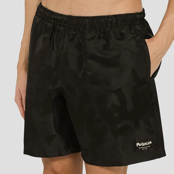 Quần Short Nam Alexander Mcqueen Black Nylon Beach Boxer 7265584405Q 1078 Màu Đen