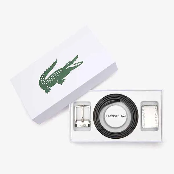 Set Thắt Lưng Nam Lacoste Men's 2-Buckle Belt Smooth Leather RC4081 000 Màu Đen Size 110 - Thắt lưng - Vua Hàng Hiệu