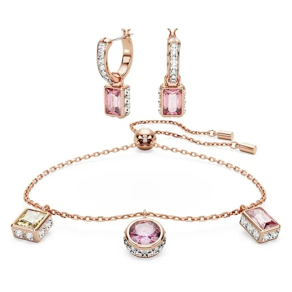 Set Vòng Tay + Khuyên Tai Nữ Swarovski Stilla Set 5662923 Màu Vàng Hồng